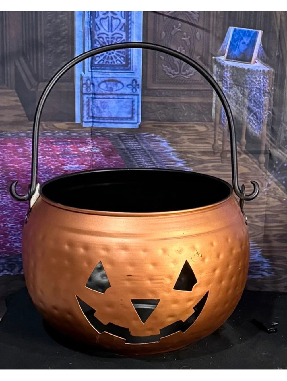 Moonlight Manor 4.5 x 7.5 inches Metal Copper Bucket Jack O Llater